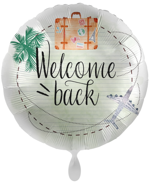 Folienballon - Welcome back, Koffer - ø 43cm